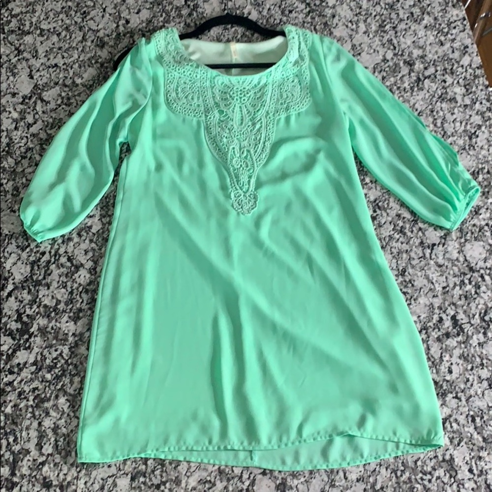 Mint Green Dress w/ Crotchet Design